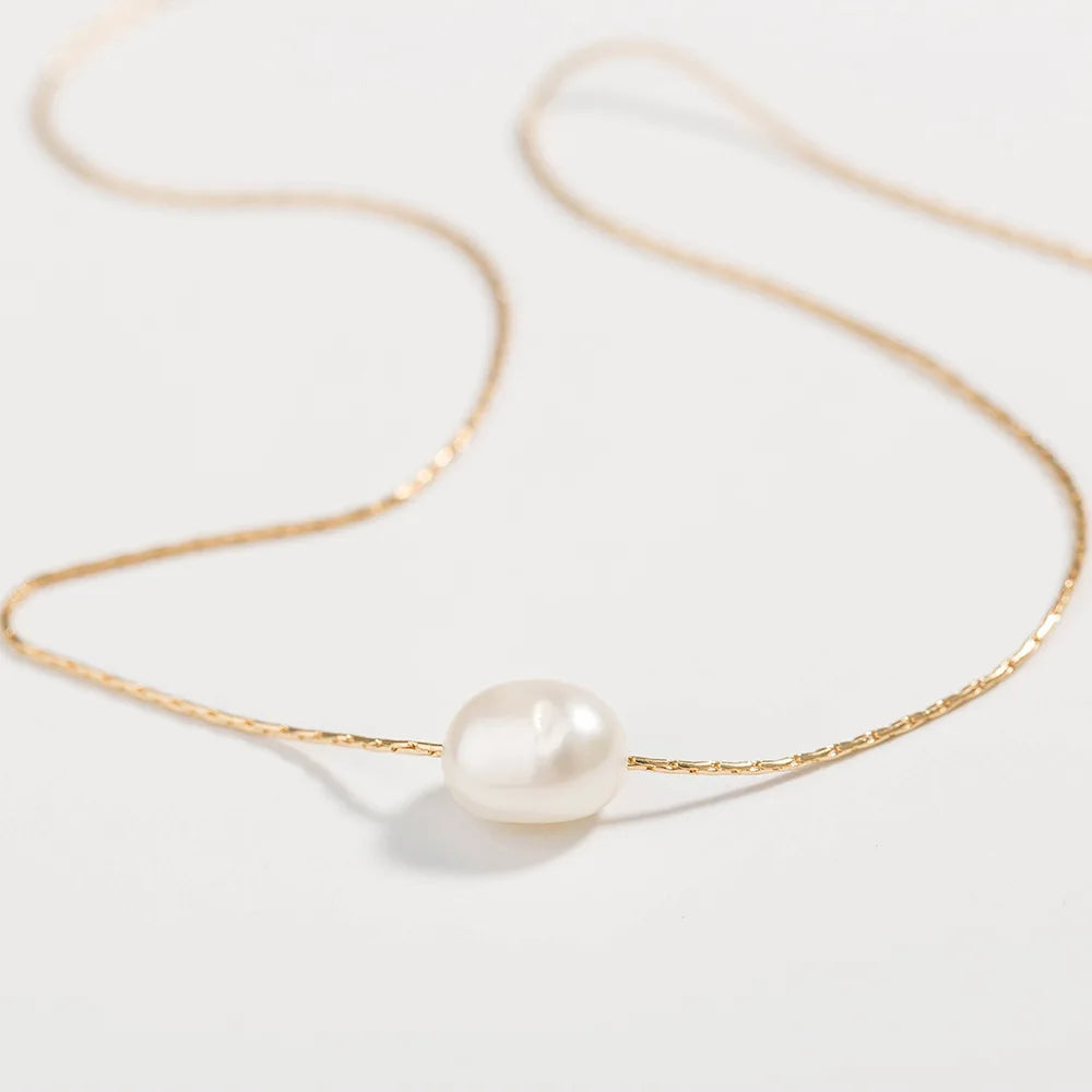 Colar da moda duas camadas de pérolas de água doce naturais com  pingentes.