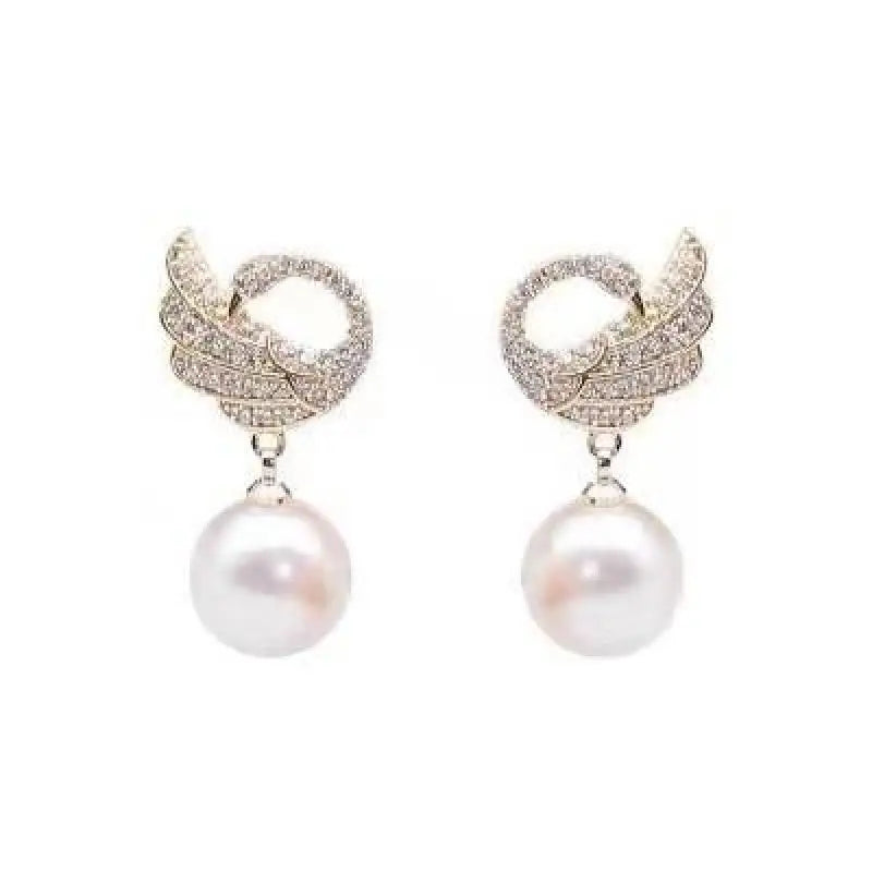 Brincos de cisne de cristal com agulha de prata , moda feminina  brincos de pérola elegantes.