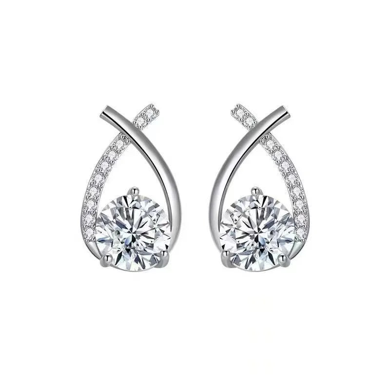 Brincos de argola, cristal elegantes e estilosos para mulheres, de cristal.