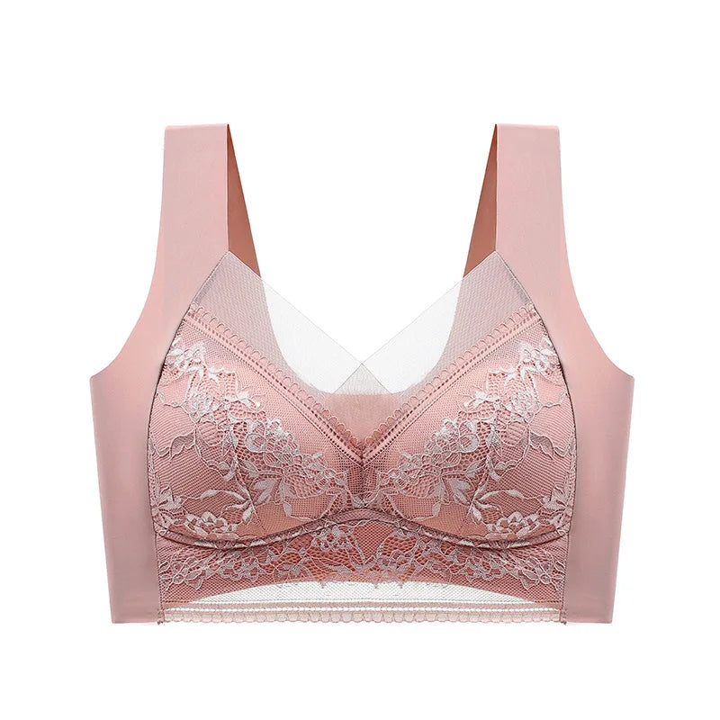 Sutiã sem costura de seda gelada para mulheres, de renda sem fio, plus size  roupa íntima confortável para o verão, lingerie