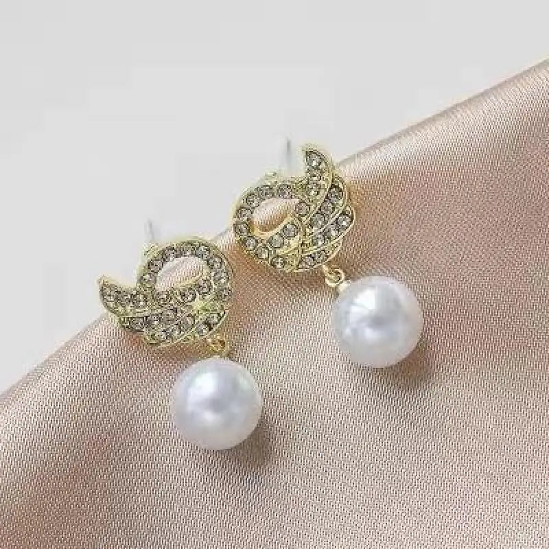 Brincos de cisne de cristal com agulha de prata , moda feminina  brincos de pérola elegantes.