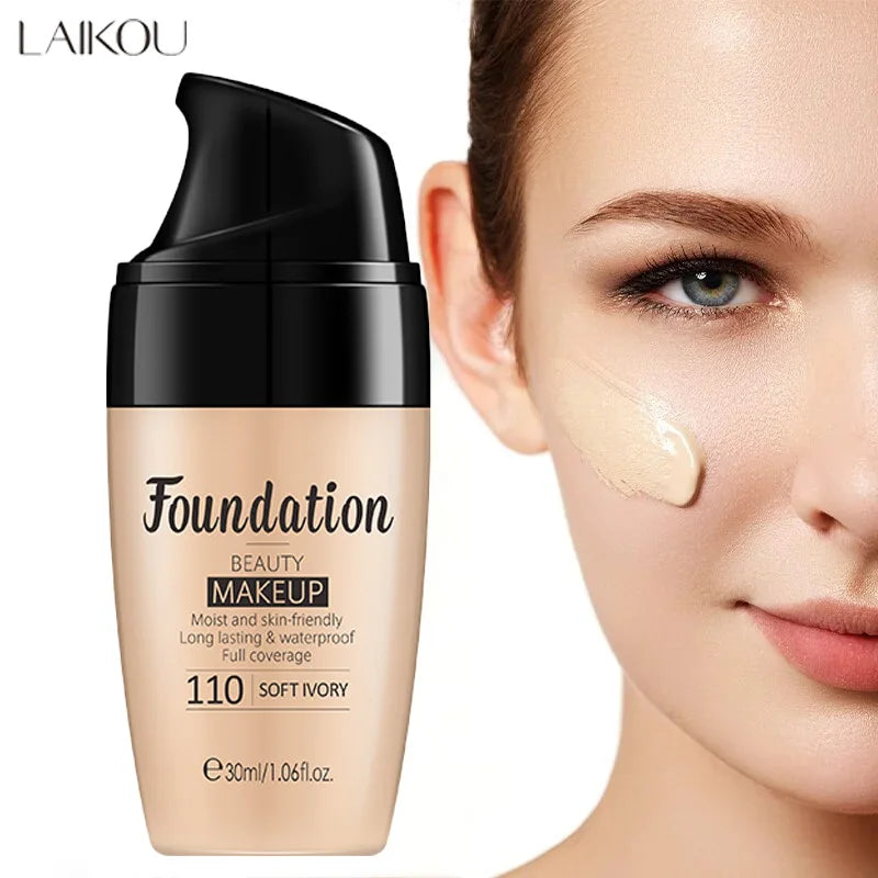 Base líquida Laikou hidratante de longa duração para o rosto Comestics Natural Make Up 30ml.