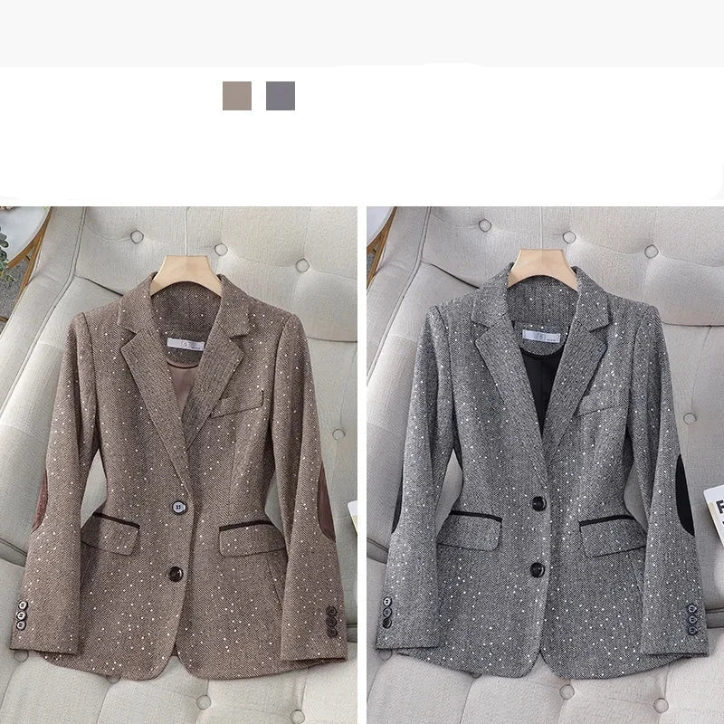Blazer feminino com design elegante,  executivo primavera/outono  confortável.