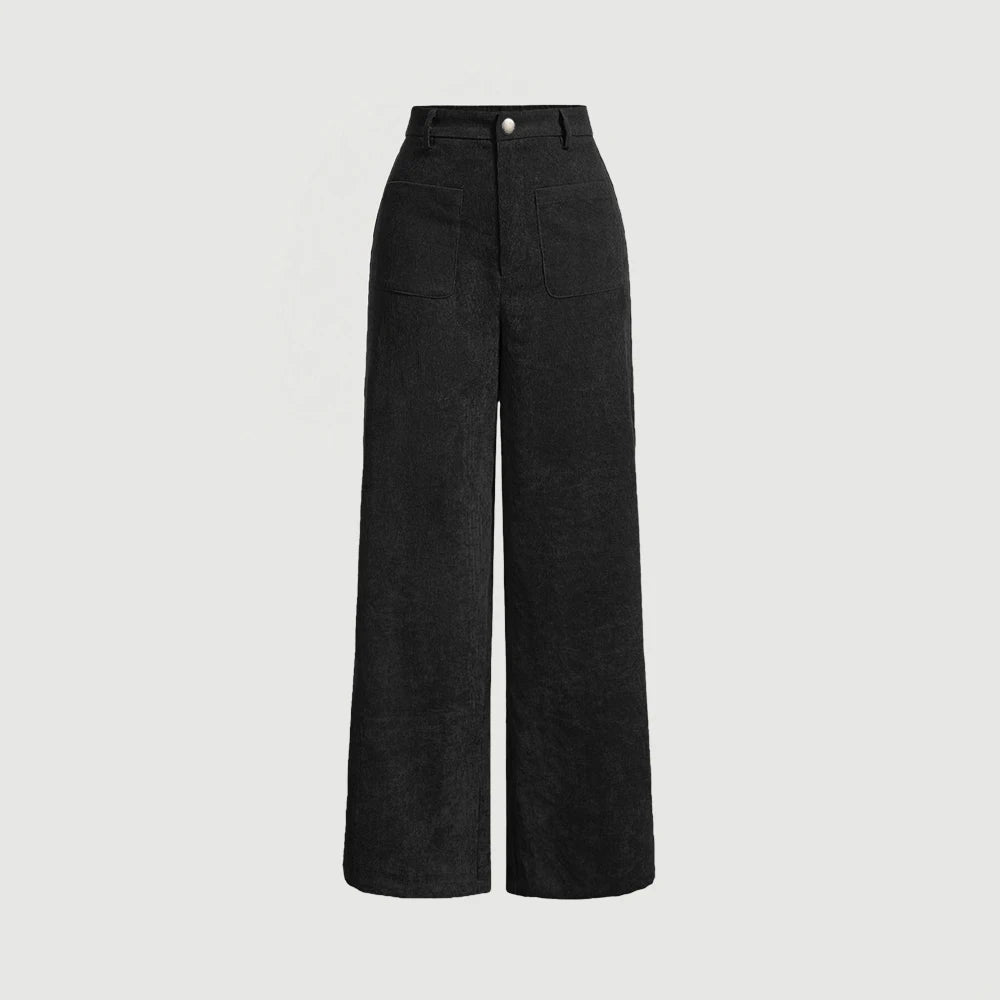 Calça reta estampa Lisa cintura média.