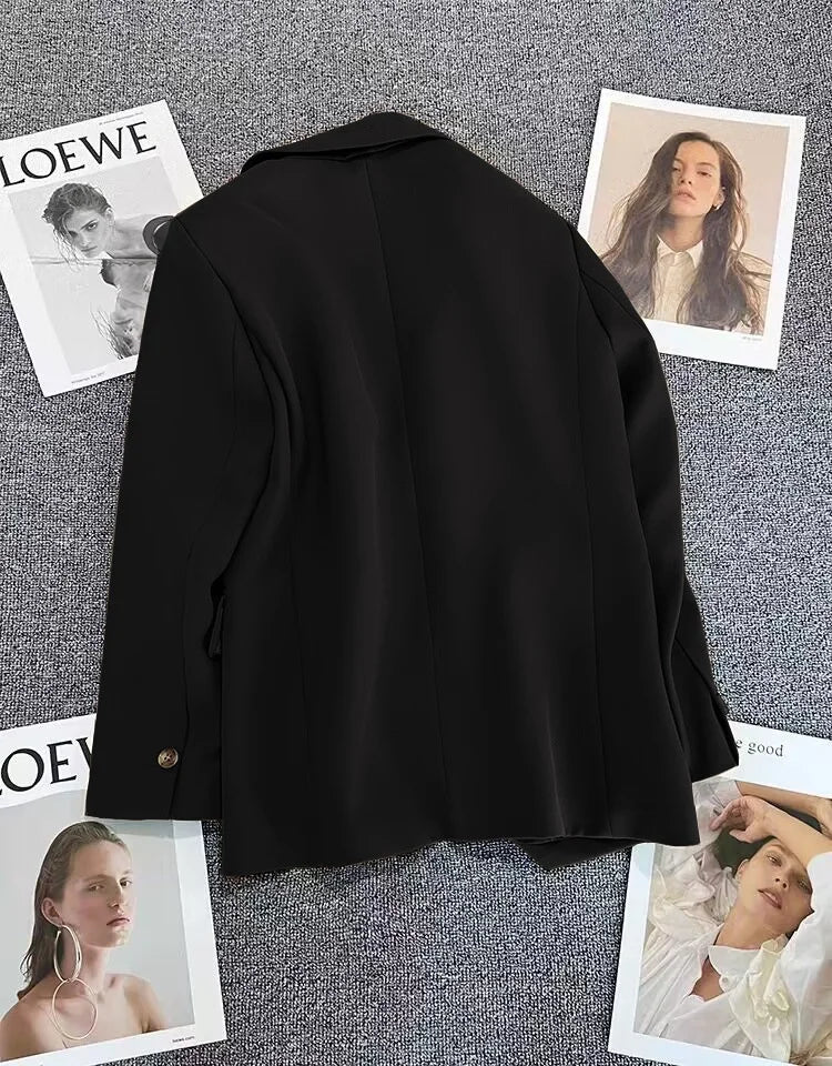 Blazer feminino primavera, outono comprimento longo, terno elegante.