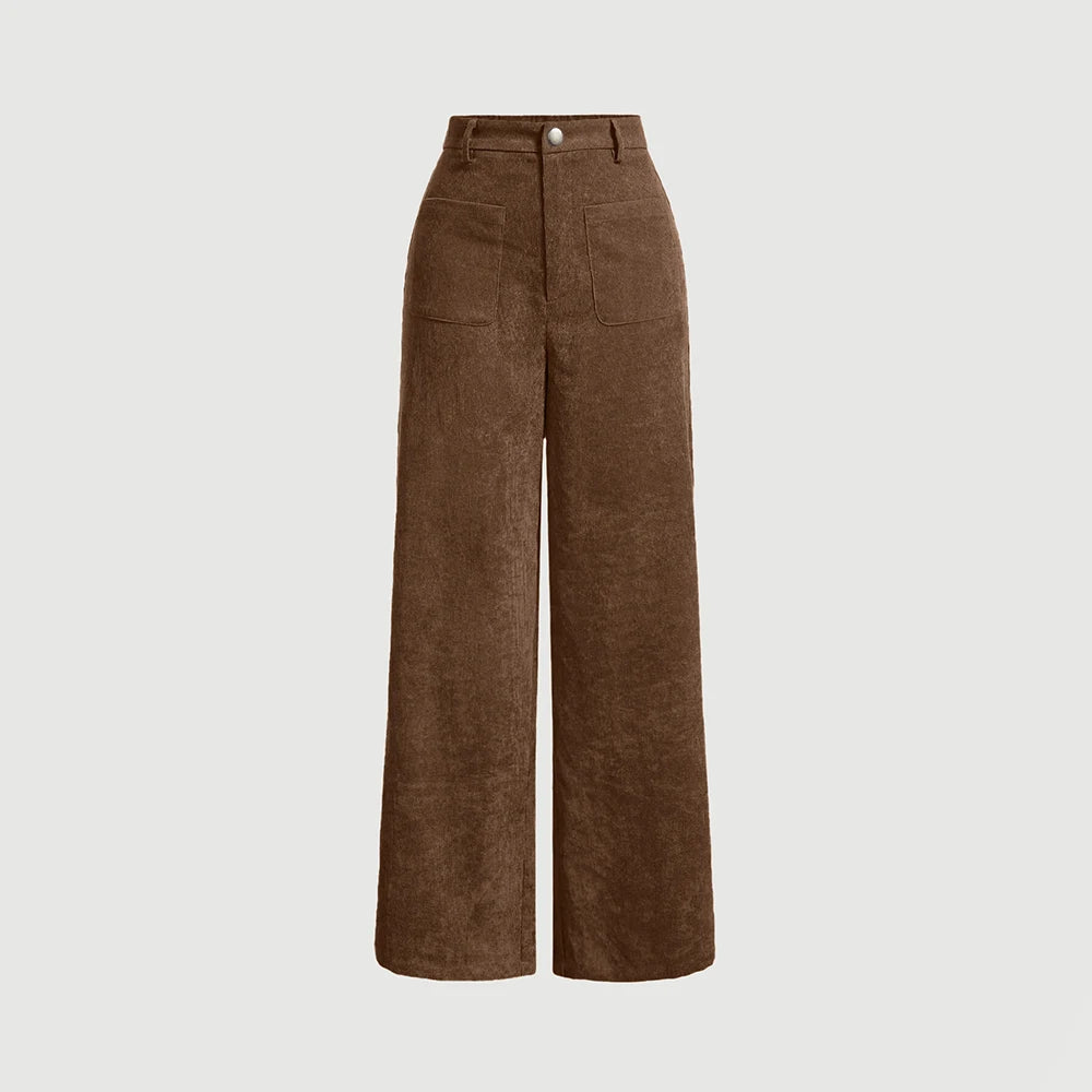 Calça reta estampa Lisa cintura média.