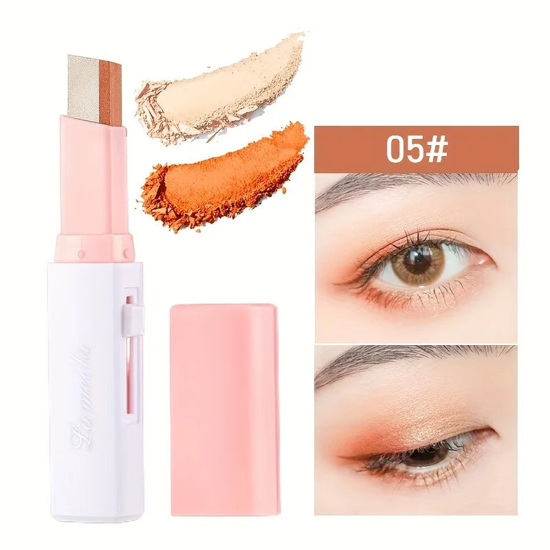 Sombra em bastão iluminadora perolada 2 em 1, maquiagem à prova d'água, longa duração, glitter, delineador em bastão, maquiagem para os olhos.