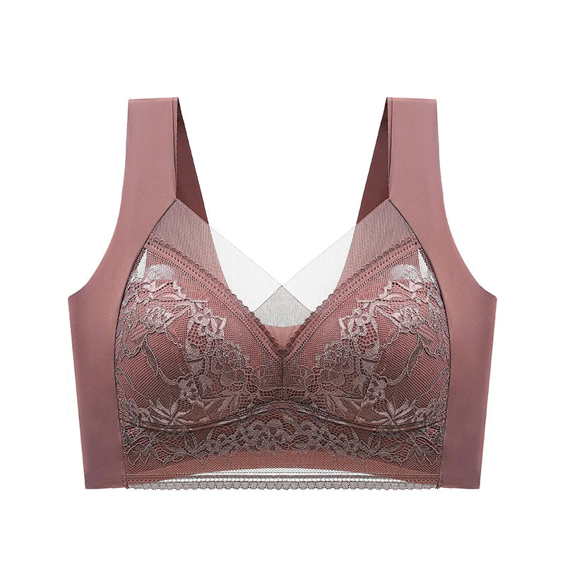Sutiã sem costura de seda gelada para mulheres, de renda sem fio, plus size  roupa íntima confortável para o verão, lingerie