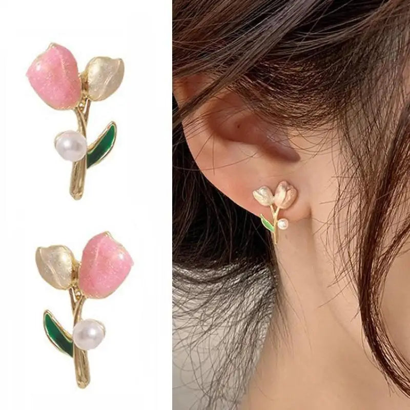 Brincos de flores verdes para moda feminina com folhas de zircônia de luxo.