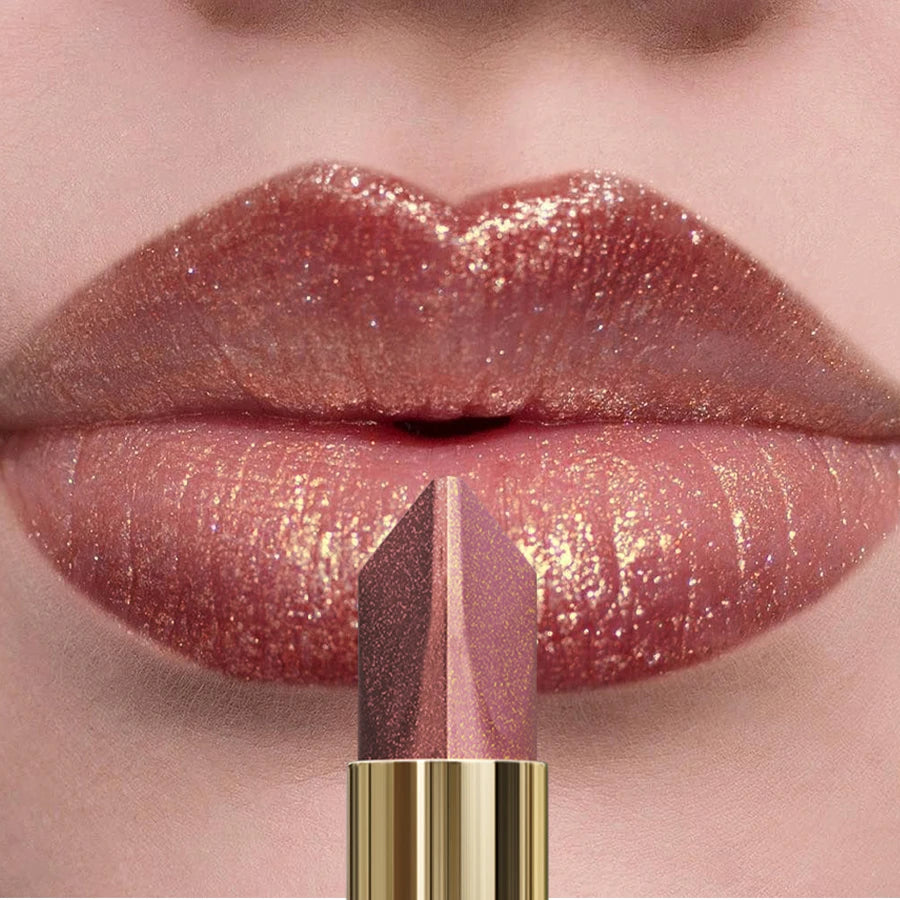 Batom brilhante metálico bicolor fosco perolado, batom de longa duração, brilho labial.