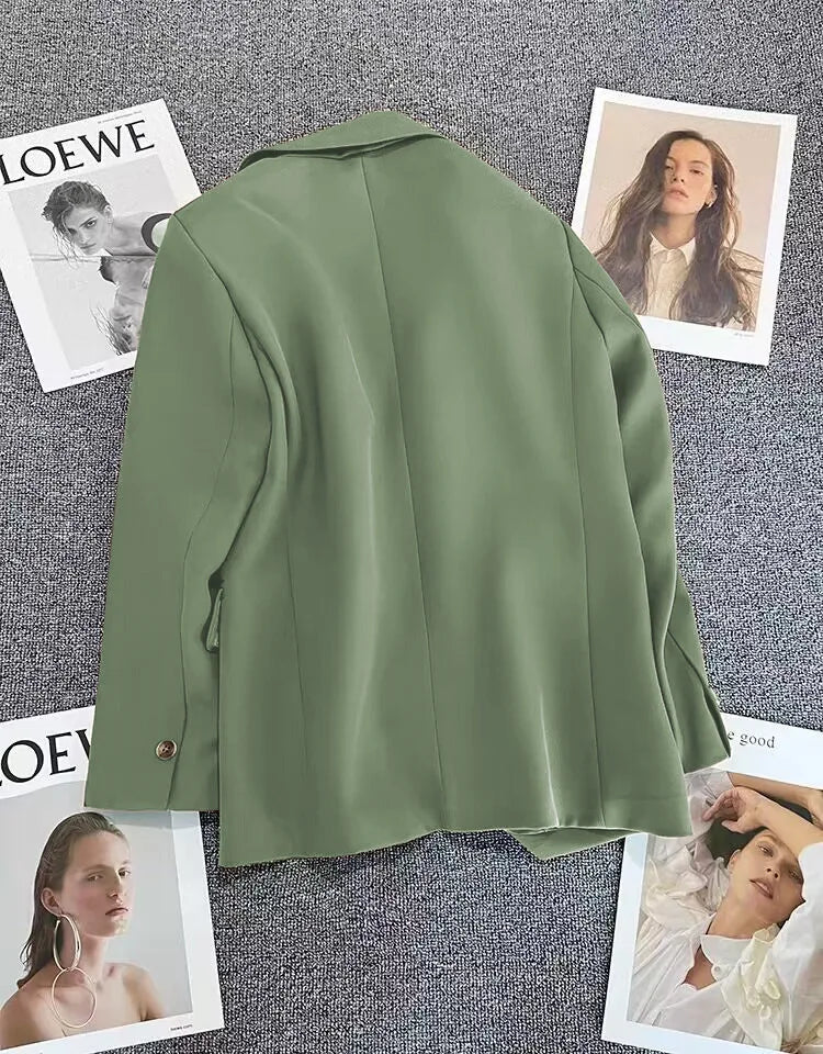 Blazer feminino primavera, outono comprimento longo, terno elegante.