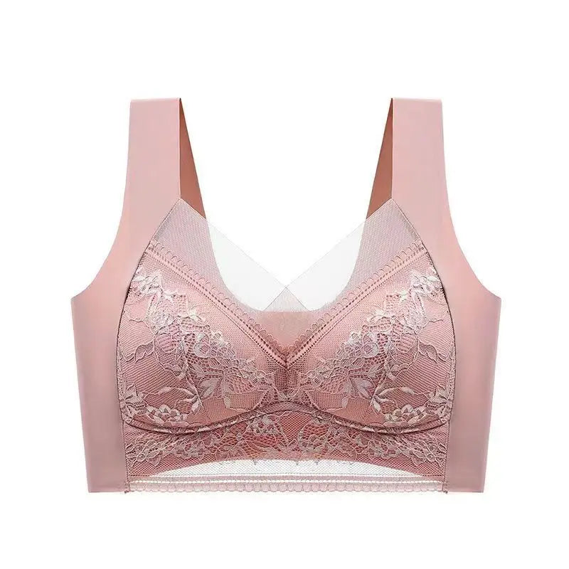 Sutiã de renda feminino, push up, de seda gelada, com decote profundo,  plus size,  com bojo.