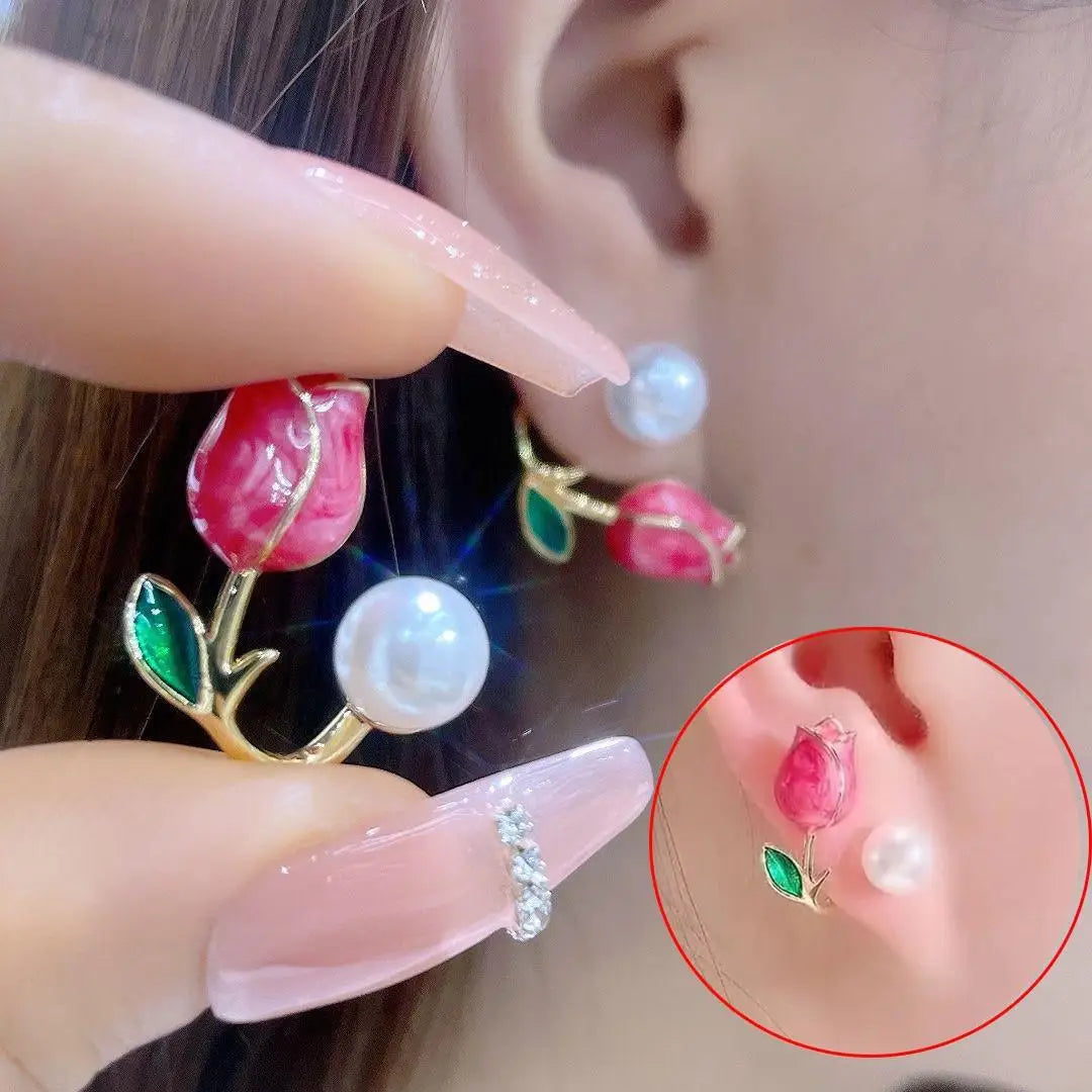 Brincos de flores verdes para moda feminina com folhas de zircônia de luxo.