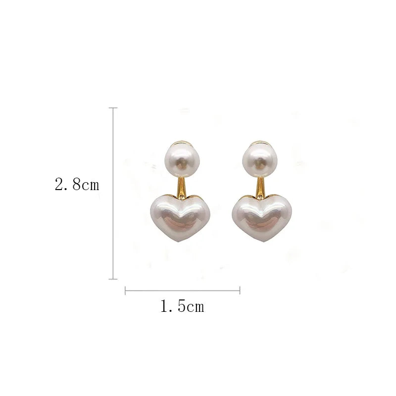 Brincos de pérolas  redondos de coração, brincos elegantes de amor para festa, casamento, joias para presente.