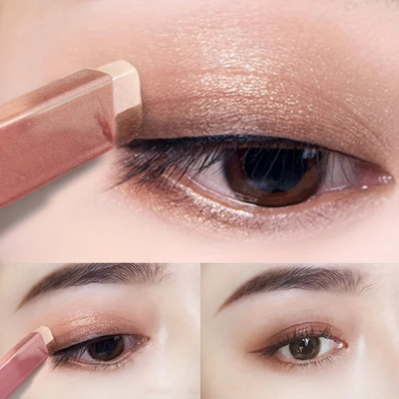 Sombra em bastão iluminadora perolada 2 em 1, maquiagem à prova d'água, longa duração, glitter, delineador em bastão, maquiagem para os olhos.