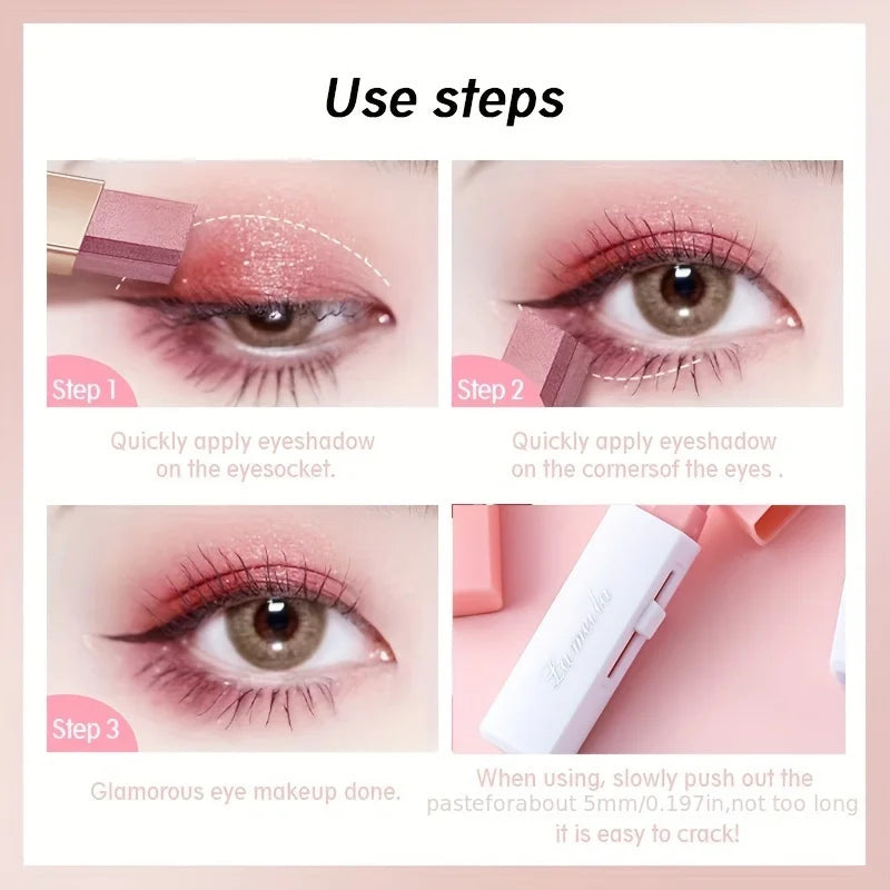 Sombra em bastão iluminadora perolada 2 em 1, maquiagem à prova d'água, longa duração, glitter, delineador em bastão, maquiagem para os olhos.