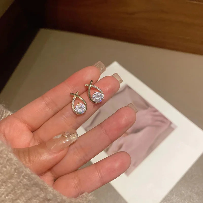 Brincos de argola, cristal elegantes e estilosos para mulheres, de cristal.