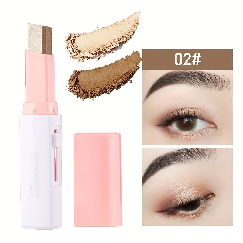 Sombra em bastão iluminadora perolada 2 em 1, maquiagem à prova d'água, longa duração, glitter, delineador em bastão, maquiagem para os olhos.