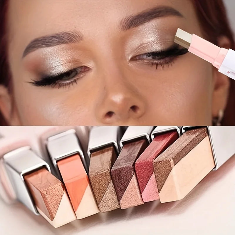 Sombra em bastão iluminadora perolada 2 em 1, maquiagem à prova d'água, longa duração, glitter, delineador em bastão, maquiagem para os olhos.