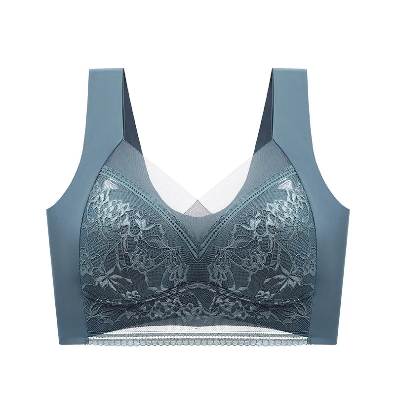 Sutiã sem costura de seda gelada para mulheres, de renda sem fio, plus size  roupa íntima confortável para o verão, lingerie