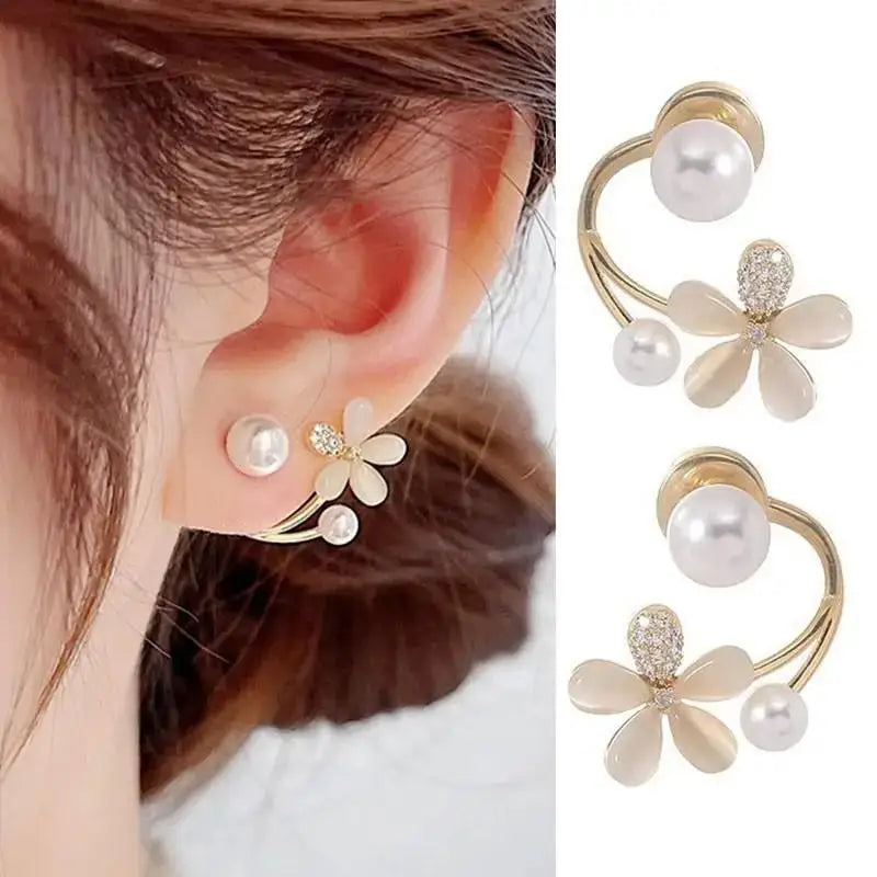 Brincos de flores verdes para moda feminina com folhas de zircônia de luxo.