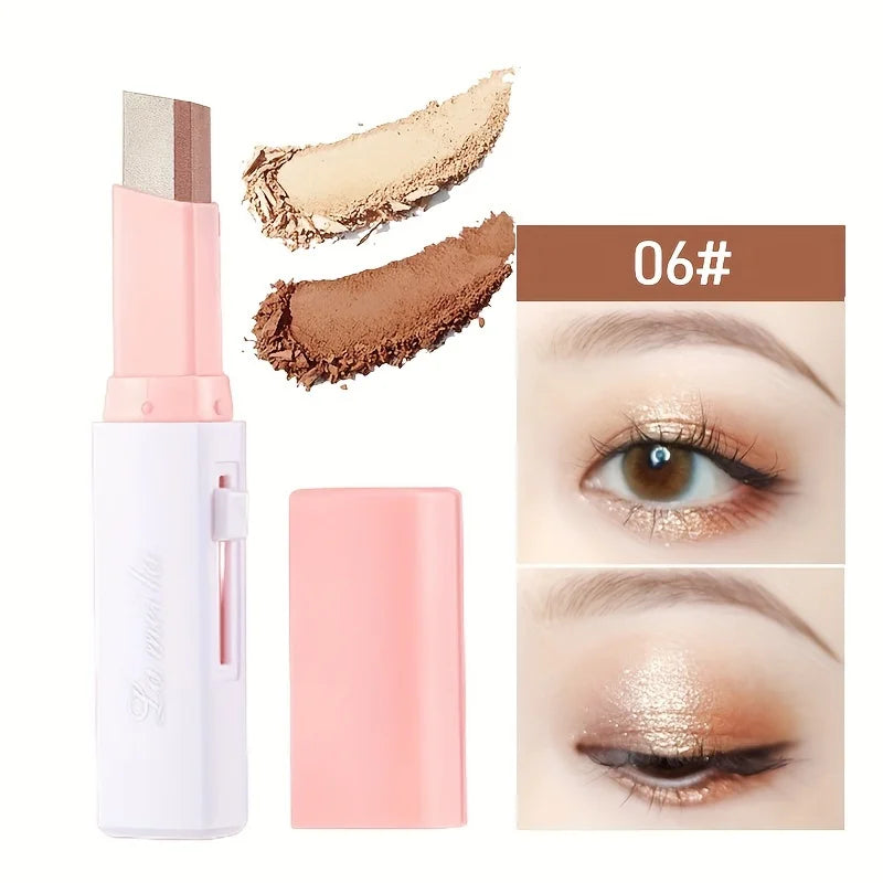 Sombra em bastão iluminadora perolada 2 em 1, maquiagem à prova d'água, longa duração, glitter, delineador em bastão, maquiagem para os olhos.