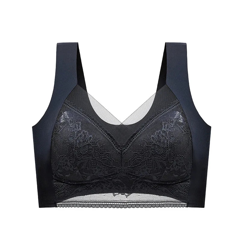 Sutiã sem costura de seda gelada para mulheres, de renda sem fio, plus size  roupa íntima confortável para o verão, lingerie