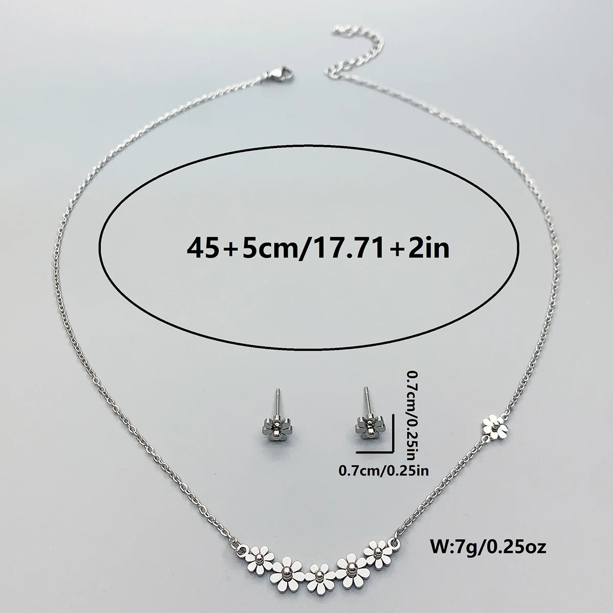 Conjunto de 3 peças de colar de girassol de aço inoxidável , brincos pequenos com corrente de clavícula e margaridas.