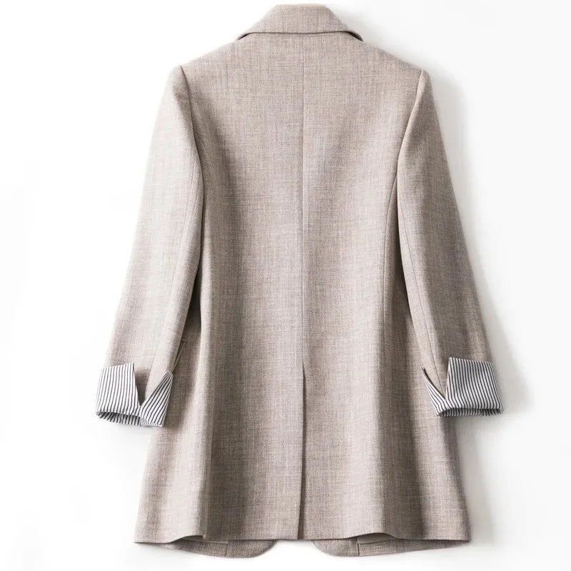Blazer casual feminino de manga comprida xadrez  moda feminina, blazer de escritório.