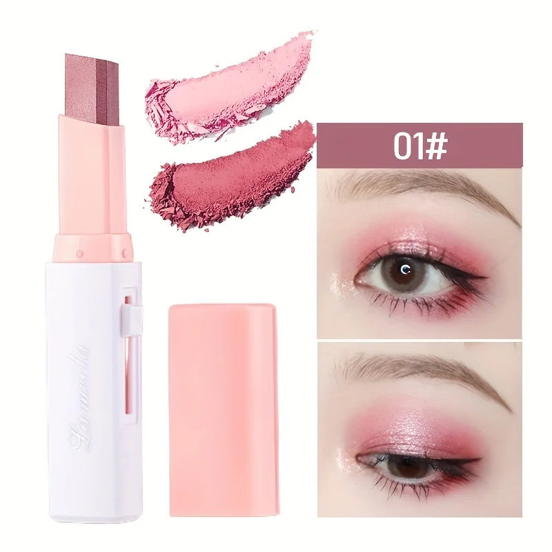 Sombra em bastão iluminadora perolada 2 em 1, maquiagem à prova d'água, longa duração, glitter, delineador em bastão, maquiagem para os olhos.