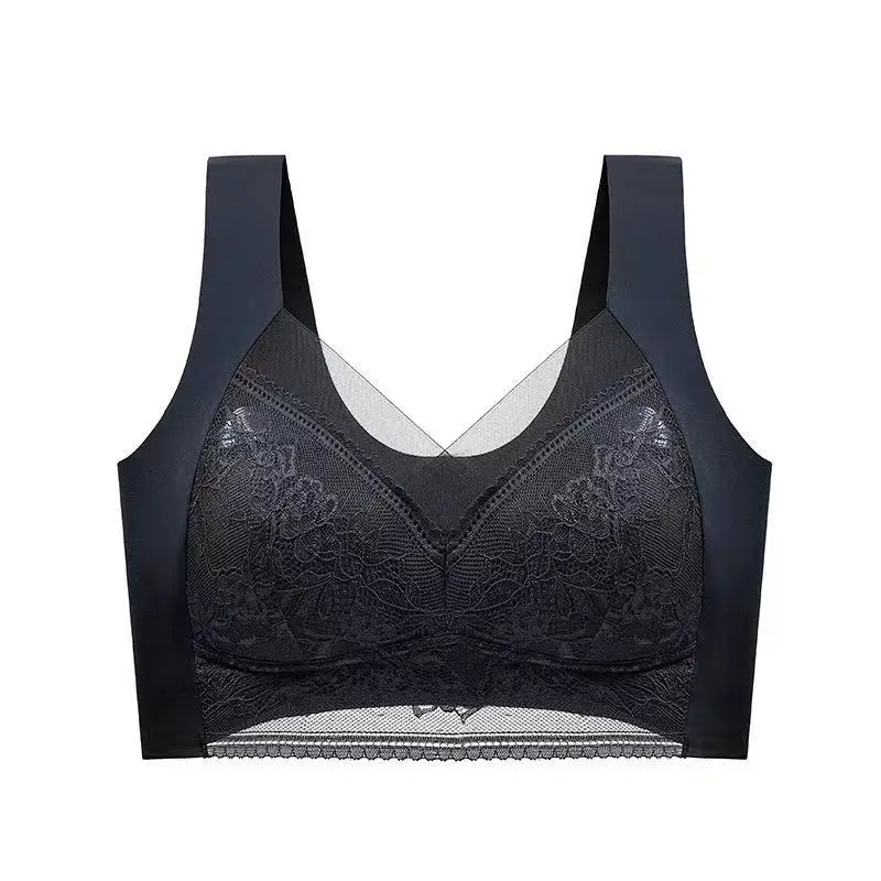 Sutiã de renda feminino, push up, de seda gelada, com decote profundo,  plus size,  com bojo.