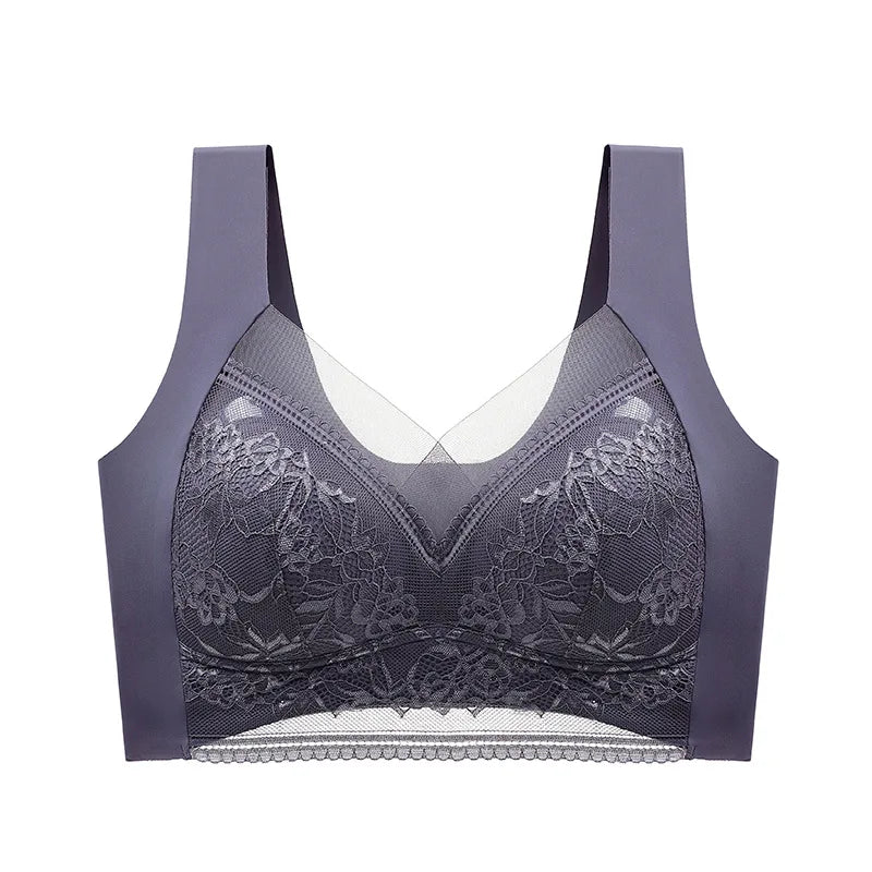 Sutiã sem costura de seda gelada para mulheres, de renda sem fio, plus size  roupa íntima confortável para o verão, lingerie