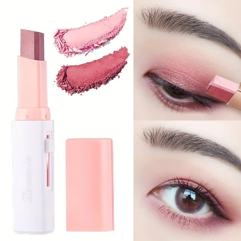 Sombra em bastão iluminadora perolada 2 em 1, maquiagem à prova d'água, longa duração, glitter, delineador em bastão, maquiagem para os olhos.