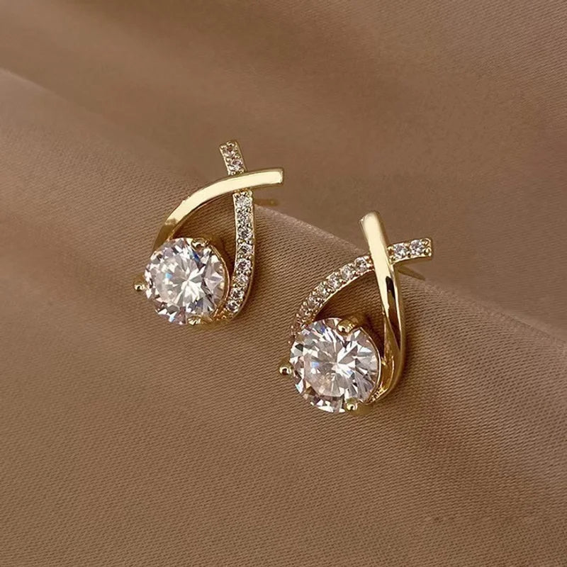 Brincos de argola, cristal elegantes e estilosos para mulheres, de cristal.