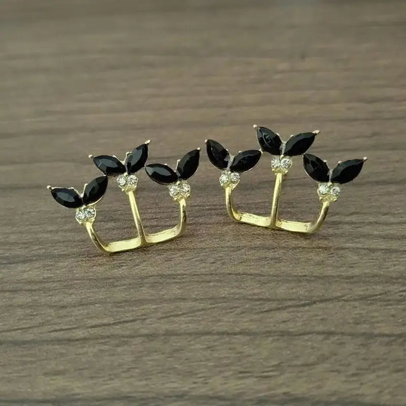 Brincos de flores verdes para moda feminina com folhas de zircônia de luxo.