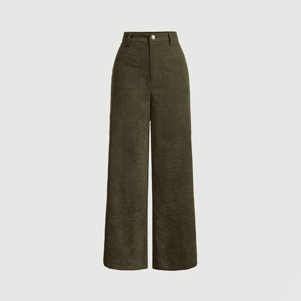 Calça reta estampa Lisa cintura média.