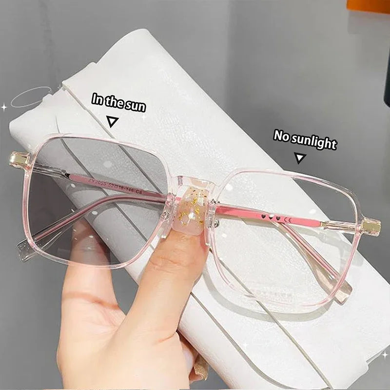 Óculos de grau antirradiação fotocrômicos de metal moda para mulheres.