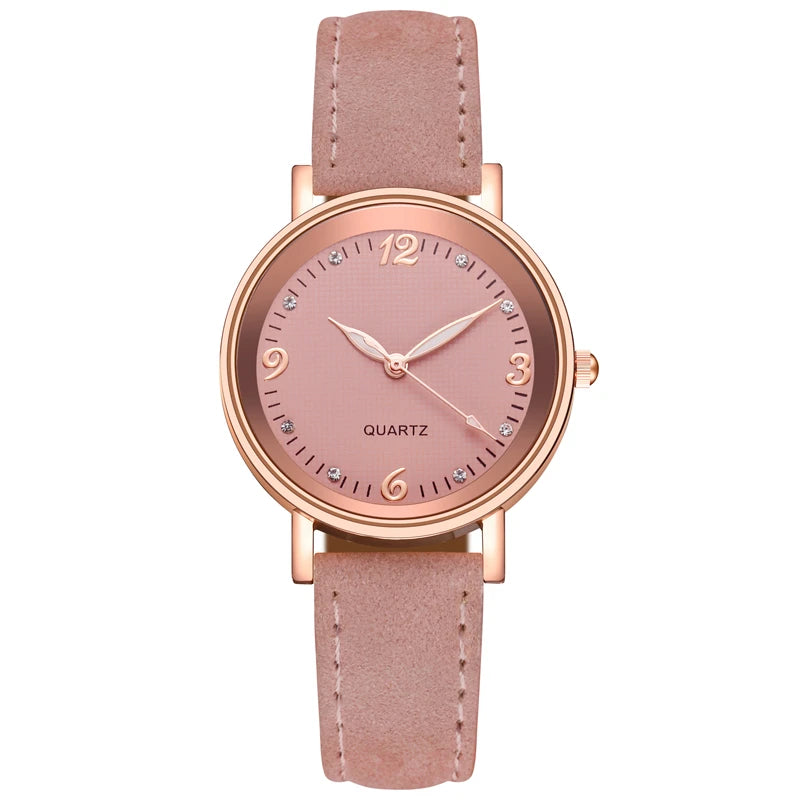 Relógio feminino casual árabe pulseira de couro, analógico quartzo.