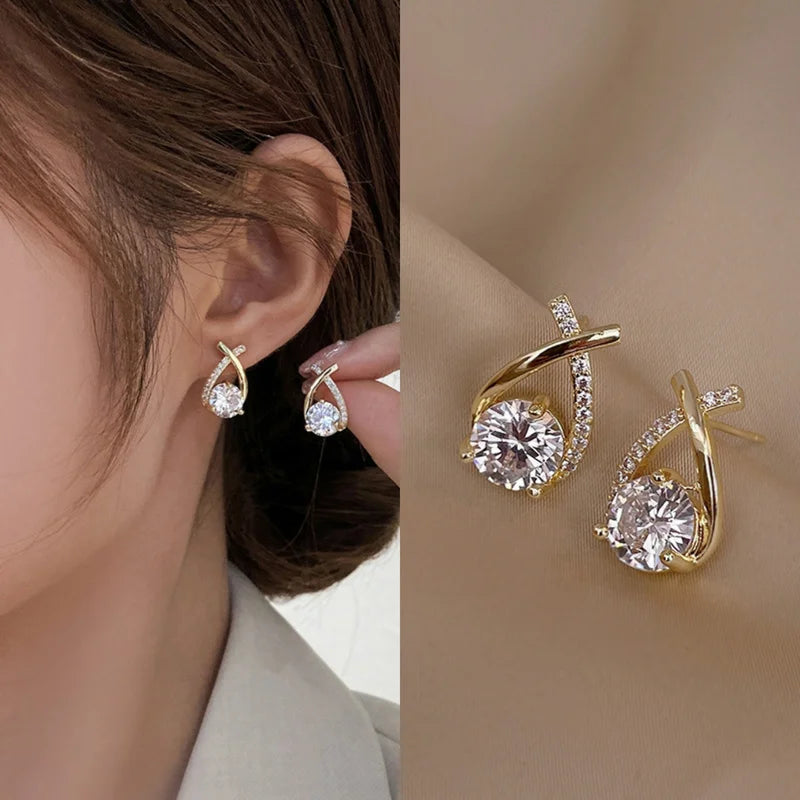 Brincos de argola, cristal elegantes e estilosos para mulheres, de cristal.