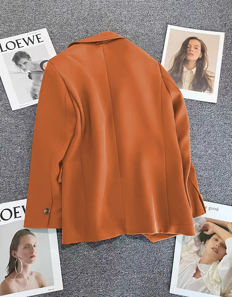 Blazer feminino primavera, outono comprimento longo, terno elegante.