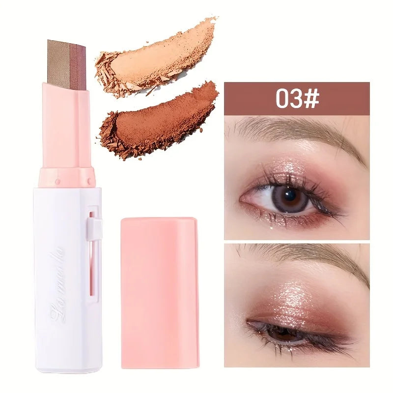 Sombra em bastão iluminadora perolada 2 em 1, maquiagem à prova d'água, longa duração, glitter, delineador em bastão, maquiagem para os olhos.