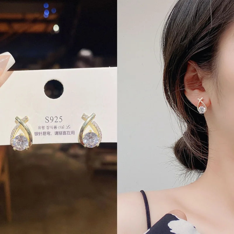 Brincos de argola, cristal elegantes e estilosos para mulheres, de cristal.