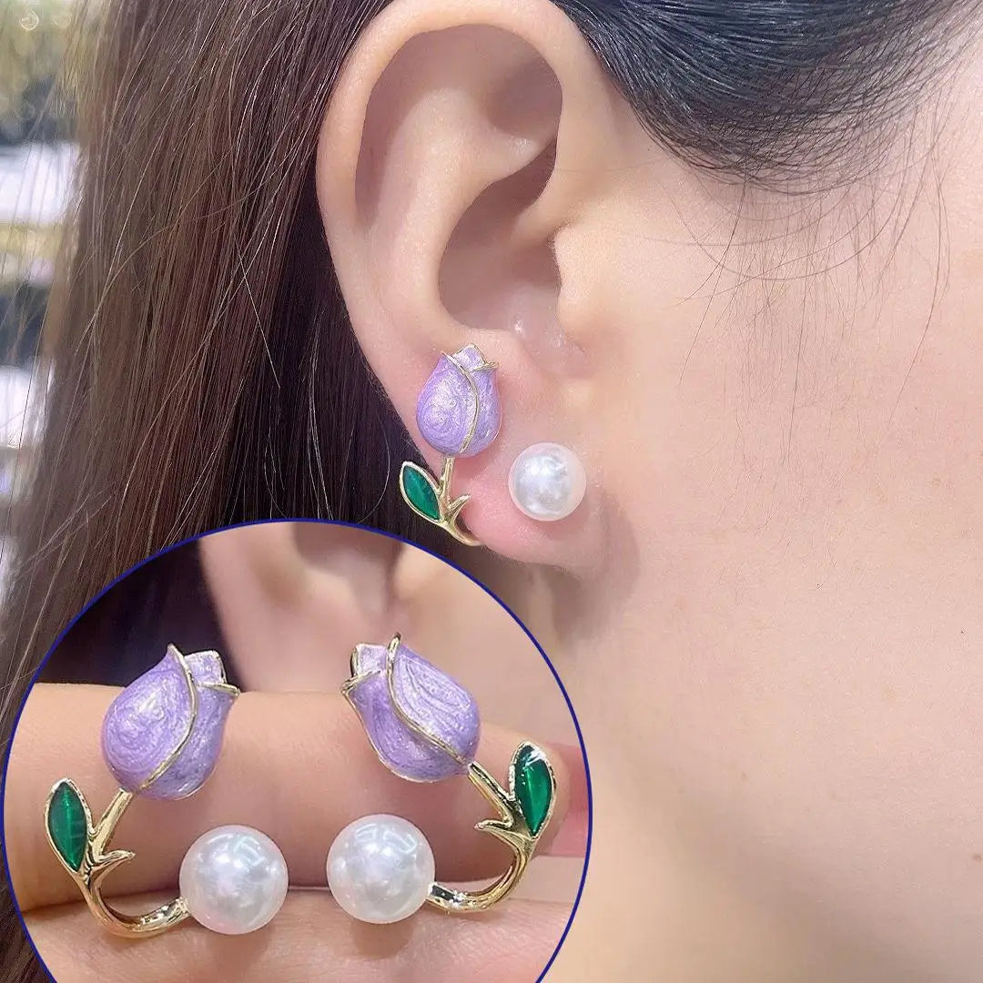 Brincos de flores verdes para moda feminina com folhas de zircônia de luxo.