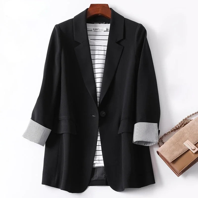 Blazer casual feminino de manga comprida xadrez  moda feminina, blazer de escritório.